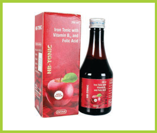 HB TONIC SYRUP  200ML ( Ferric Ammo. Citrate 80mg + Folic acid 0.166mg + Vitamin B12 1mcg/5ml ) by Intas