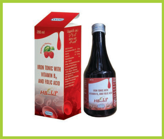 HB UP TONIC 200ML (COMBO) ( Ferric Ammo. Citrate 80mg + Folic acid 0.166mg + Vitamin B12 1mcg/5ml ) by Intas