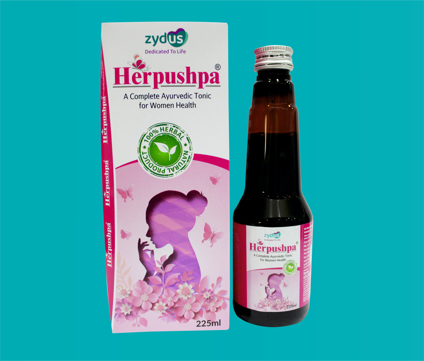 HERPUSHPA TONIC 225 ML.
 (AYURVEDIC MEDICINE) 225ml. ( Women Health Tonic ) by Zydus