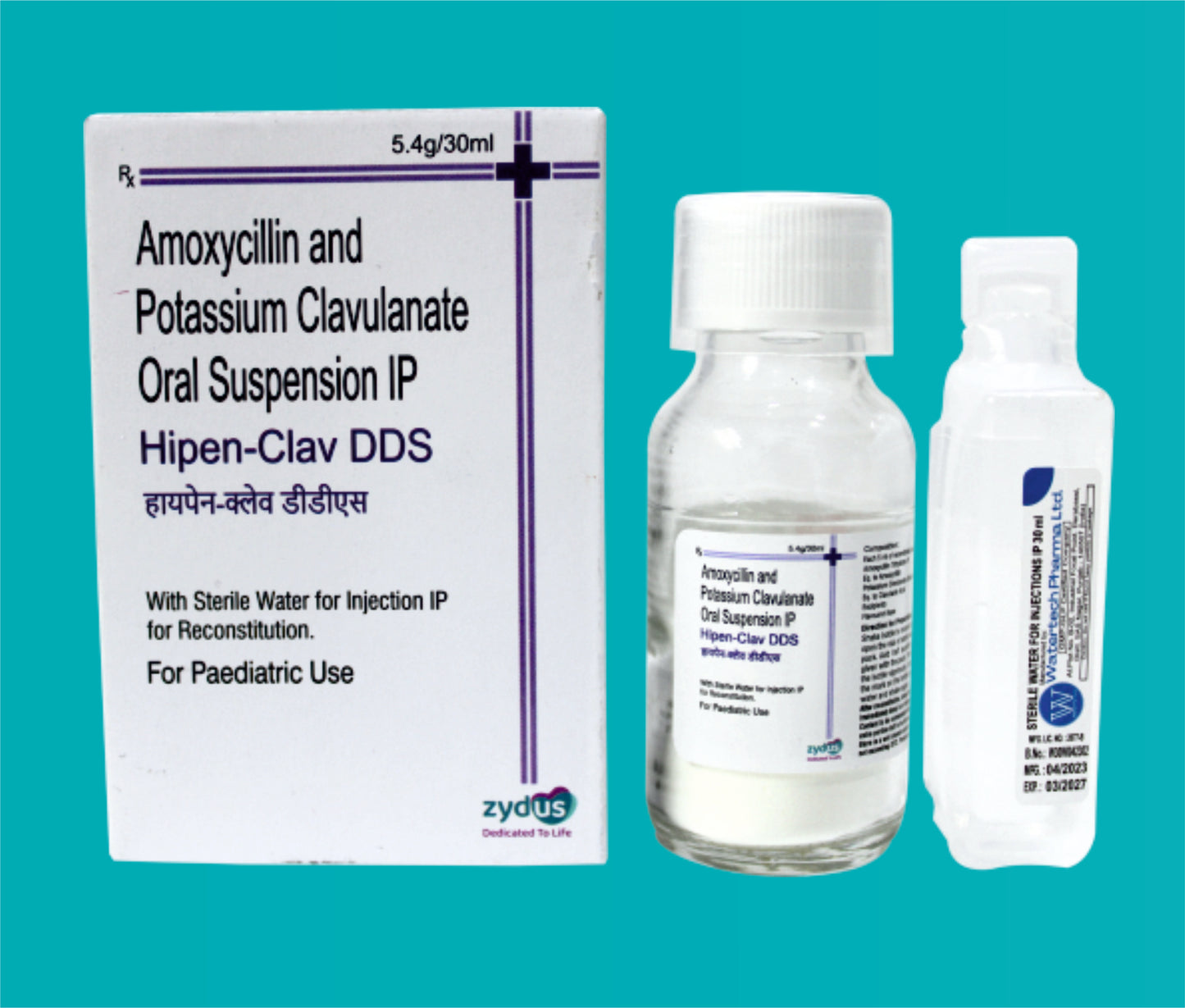 HIPEN CLAV DDS SUP 30 ML.
 WITH WFI (30 ML ) 30ml. ( Amoxycillin 400 mg Potassium Clavulanic Acid 75MG ) by Zydus