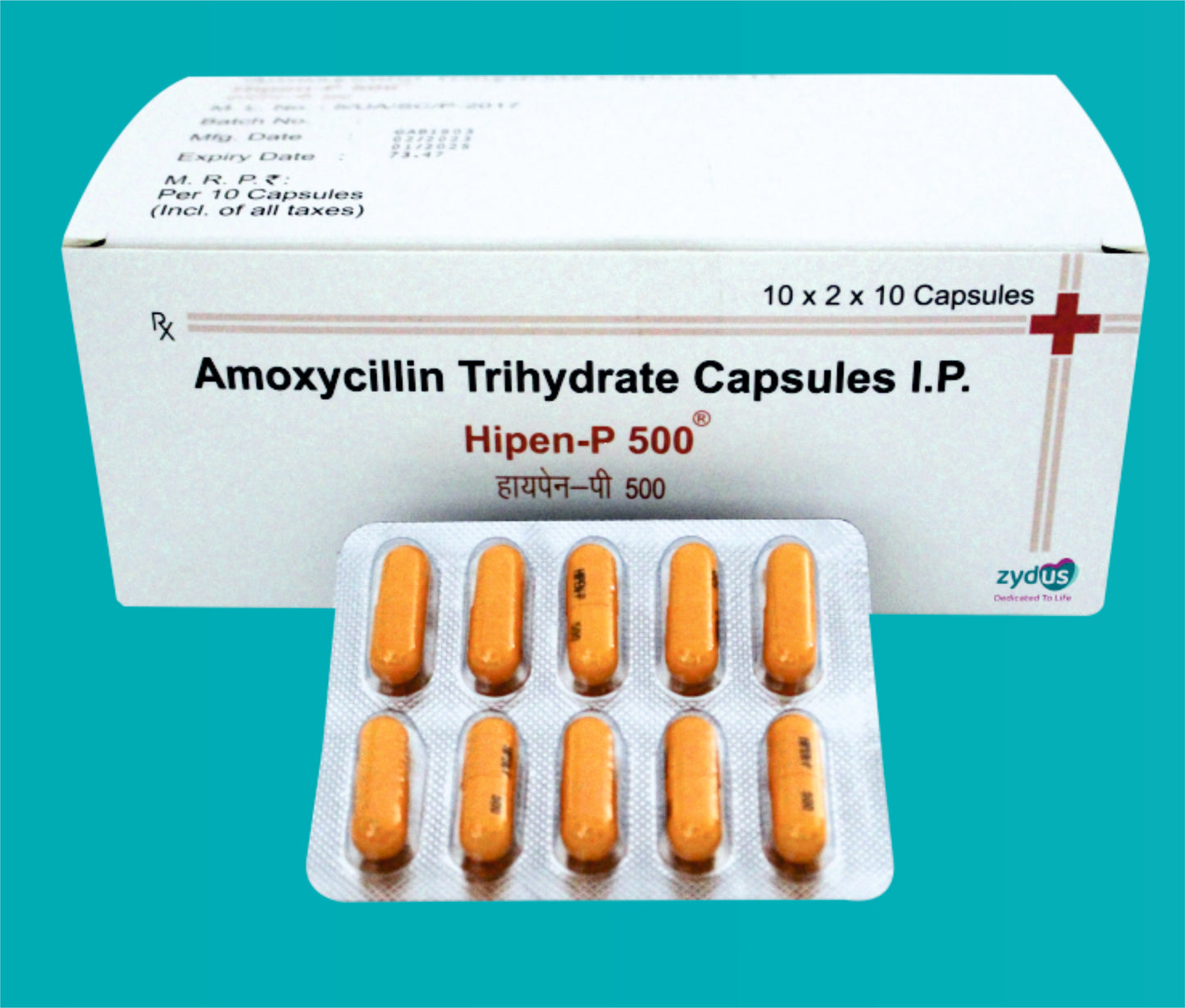 HIPEN P 500 CAP 20X10 ( Amoxycillin 500 mg ) by Zydus