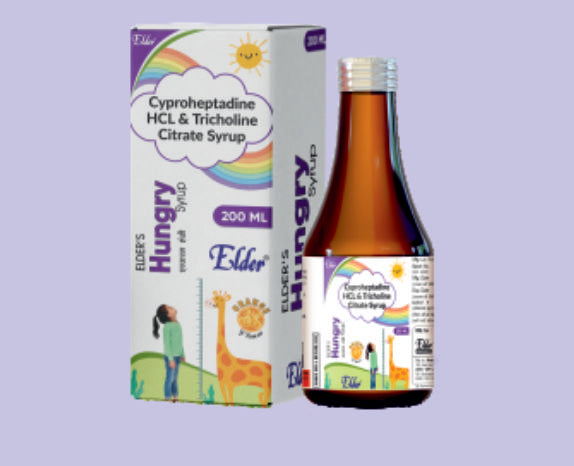 HUNGRY SYP ( ELDER) 200ML ( Cyproheptadine 1.5mg,Tricholine Citrate 55mg (65%), In Palatable sorbitol Base q.s
 ) by Elder