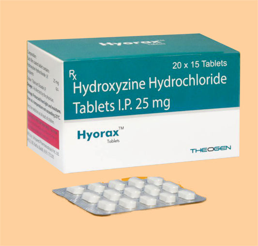 HYORAX TABLET (20X15) Each Film Coated Tablet Conatins : Hydroxyzine Hydrochloride I.P. 25 mg by Theon