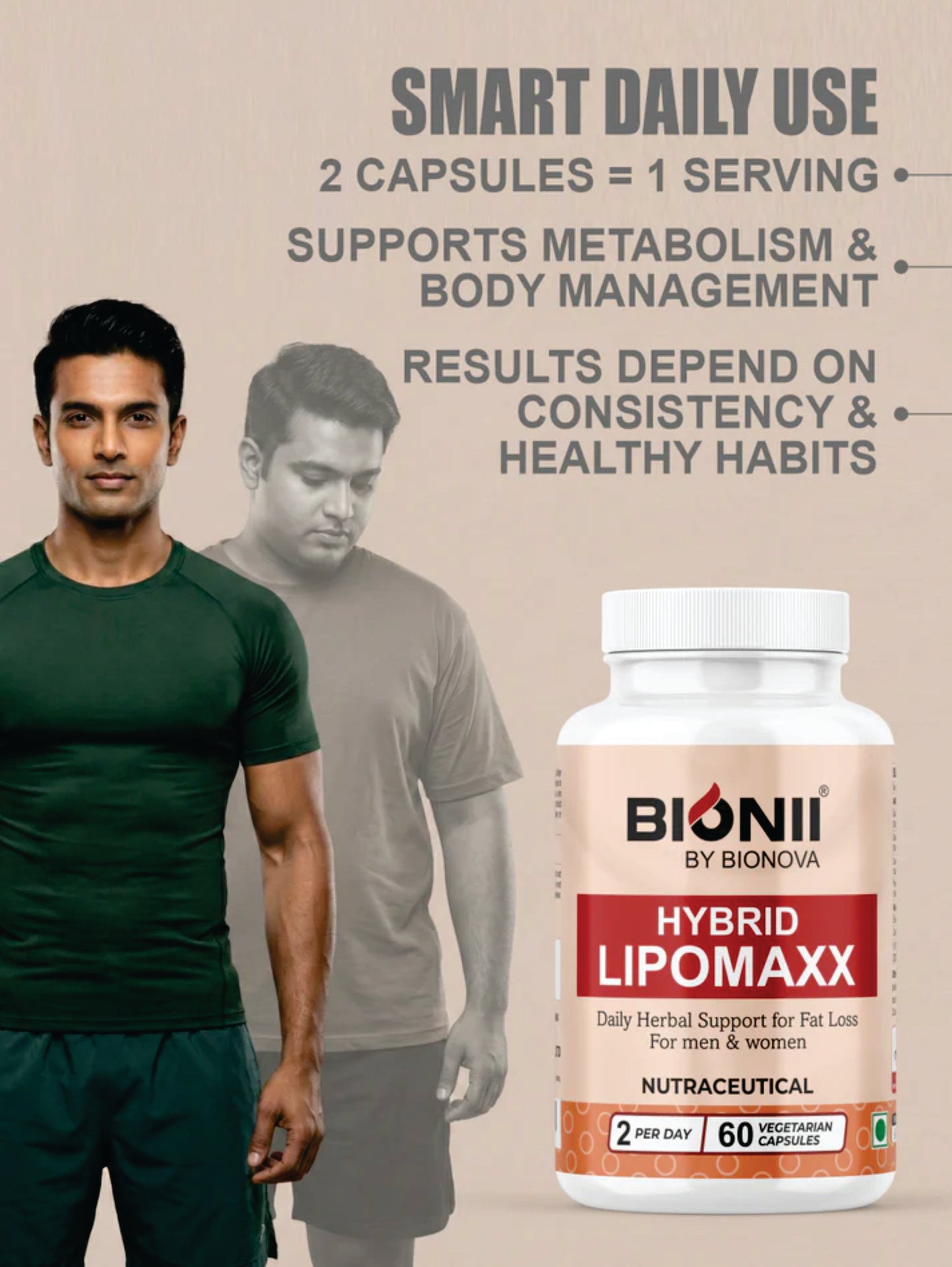 HYBRID LIPOMAXX CAPS 60's (Garcinia Cambogia Extract-250 mg, Green Tea Extract-180 mg, Grape Seed Extract-20 mg, Piper Nigrum Extract-5 mg) by Bionova