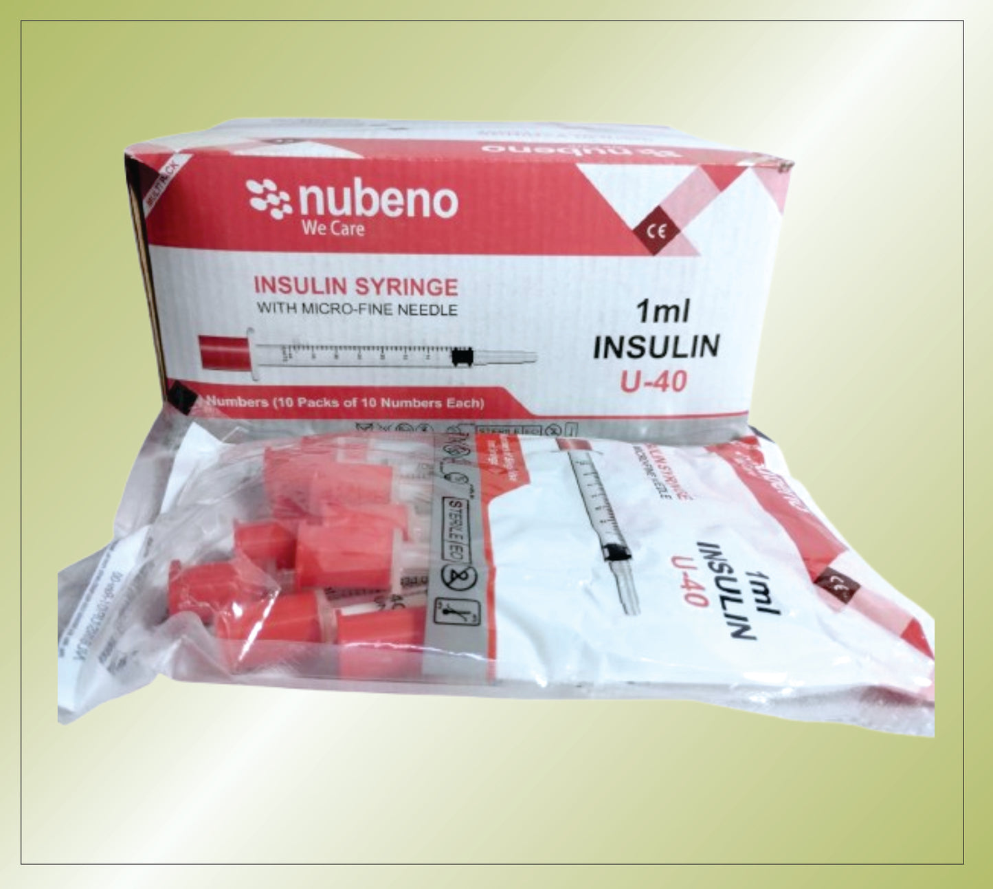 INSULIN SYRINGE  1 ML 40U  ( RIBBON PACK) 31G by Nubeno