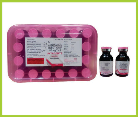 INTAGENTA INJ. 20ML ( Gentamicin Sulphate IP 40mg / ml ) by Intas
