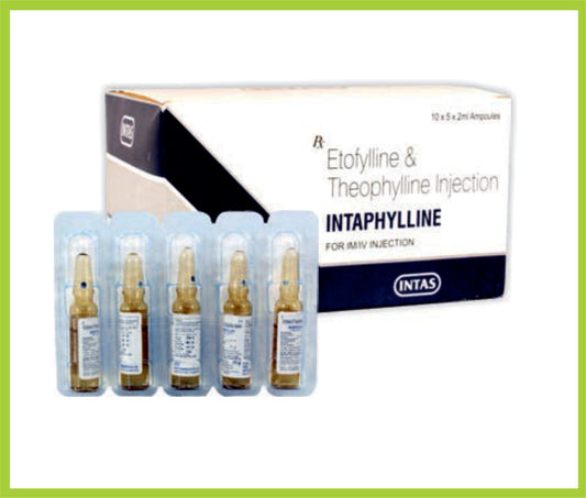 INTAPHYLLINE  INJ  2 ML ( Etophyllin 84.7 + Theophyllin 25.3mg / 2ml ) by Intas