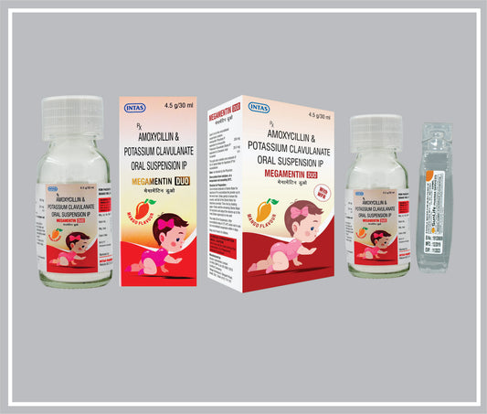 MEGAMENTIN DUO 30ML (Amoxycillin 200 mg + Clavulanic Acid 28.5 mg) by Intas