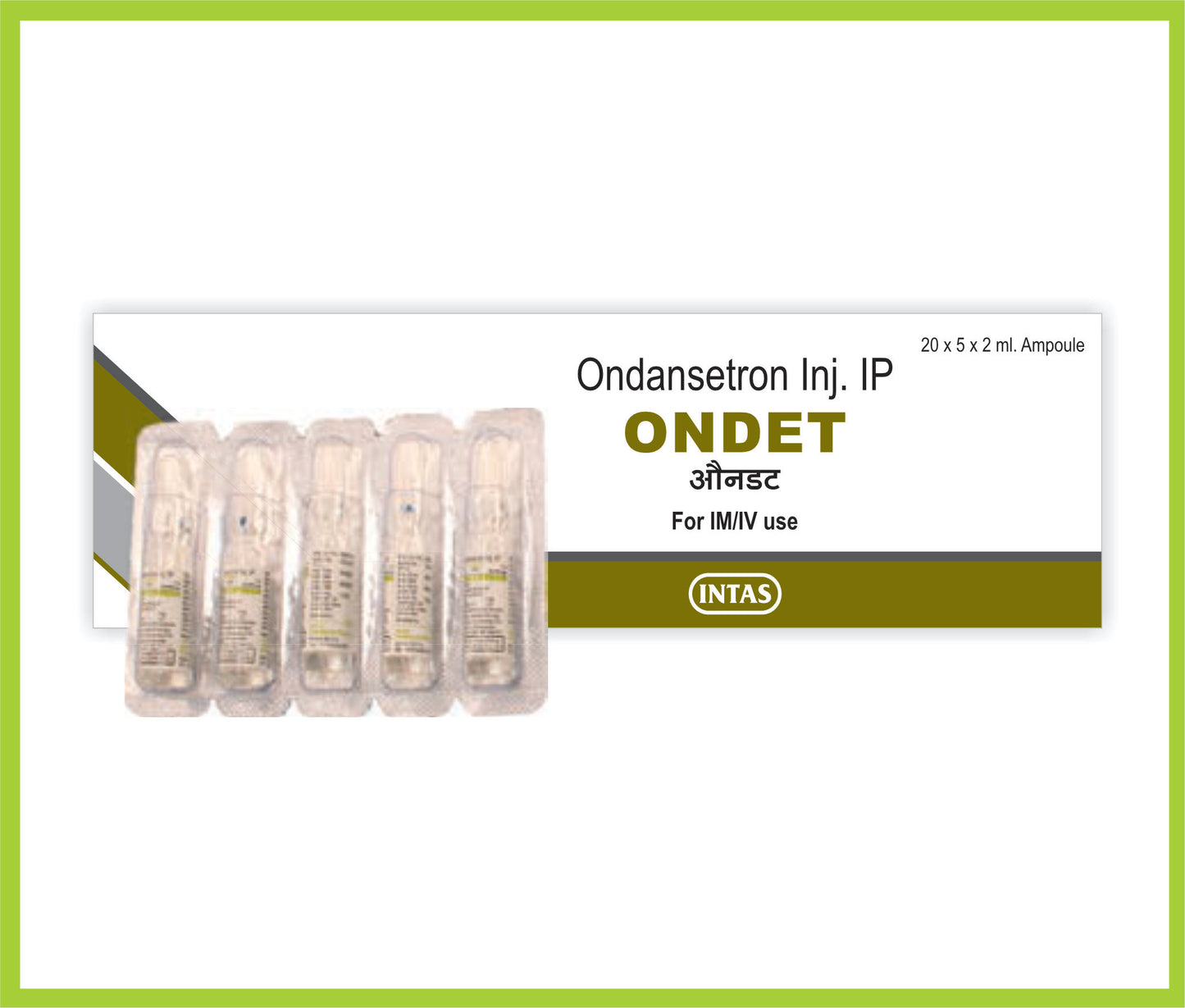 Ondet-2 Inj. 2Ml Ondansetron 2 mg by Intas