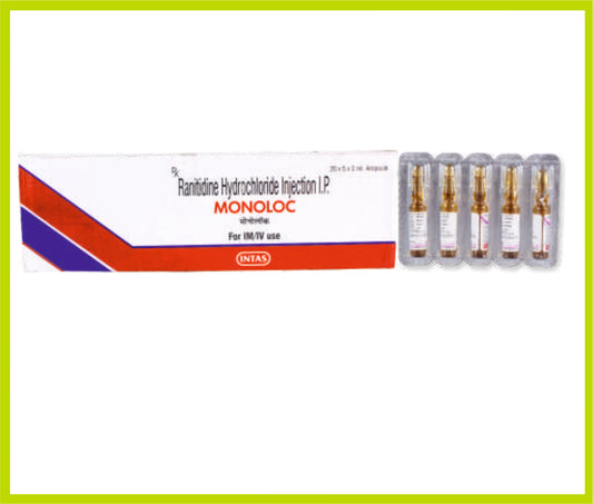 Monoloc Inj 2Ml Amp Ranitidine Hydrochloride 25 mg by Intas