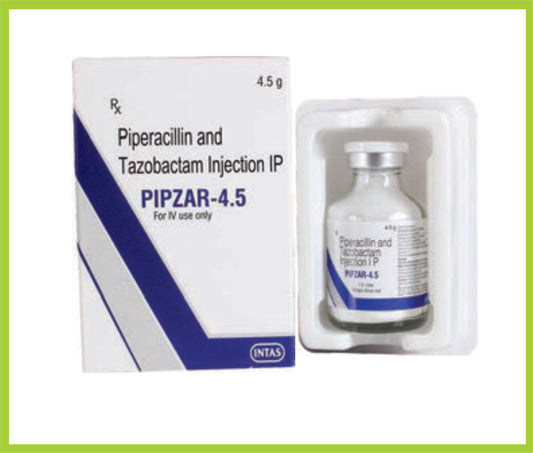 Pipzar Vial4.5 Gm Piperacillin 4 g + Tazobactam 0.5 g by Intas