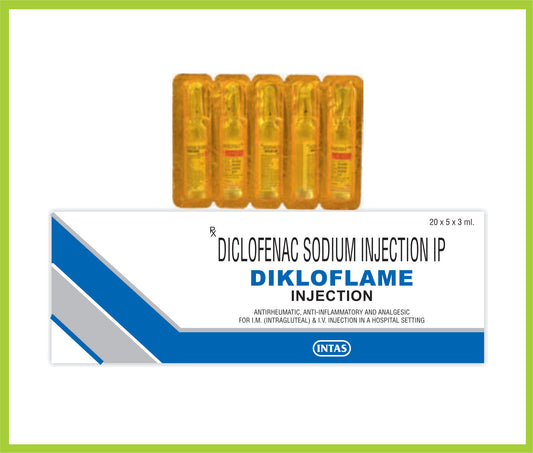 Dikloflame Inj  3 Ml Diclofenac Sodium 25 mg by Intas