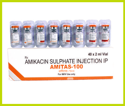 Amitas 100 Inj 2 Ml Amikacin 100 mg by Intas