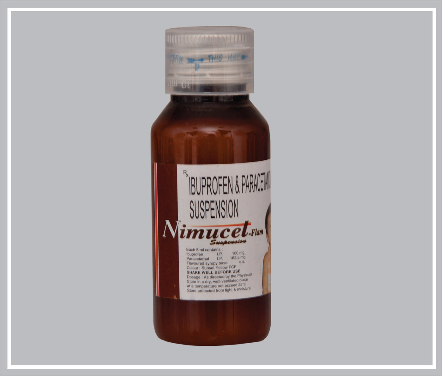 NIMUCET FLAM 60 ML (Ibuprofen 100mg + Paracetamol 162.5mg /5ml) by Intas