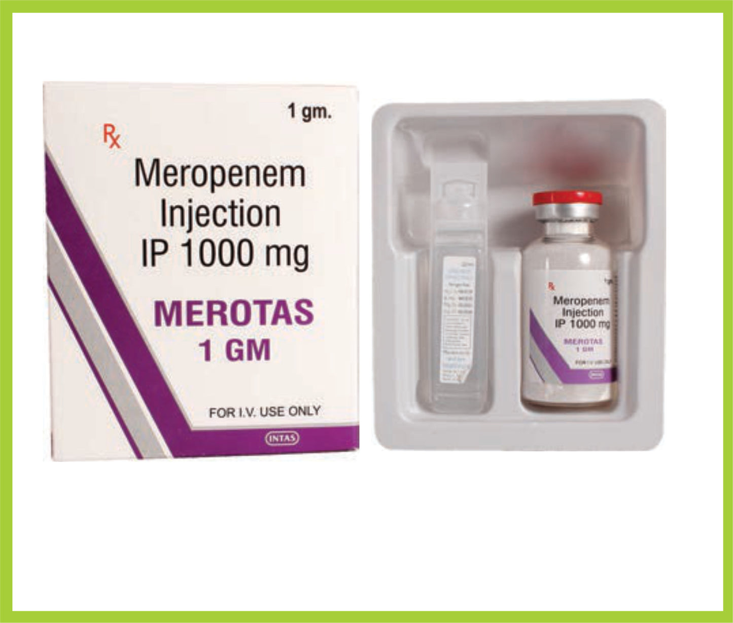 Merotas 1 Gm Meropenem 1000 mg by Intas