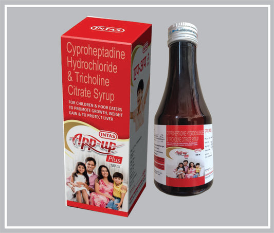 APP UP PLUS SYP 100 ML (Cyproheptadine 2 mg + Tricholine Citrate 275 mg + Sorbitol) by Intas