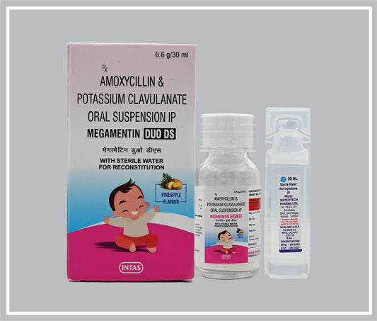 MEGAMENTIN DUO DS 30 ML (Amoxycillin 400 mg + Clavulanic Acid 57 mg) by Intas