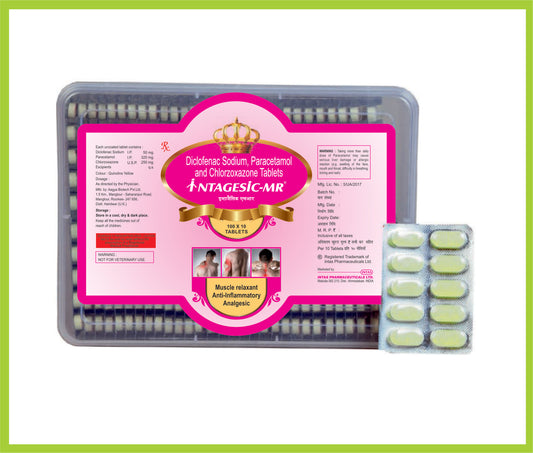 Intagesic Mr 10T (New Celebration Pack) Diclofenac 50 mg + Paracetamol 325 mg + Chlorzoxazone 250 mg by Intas