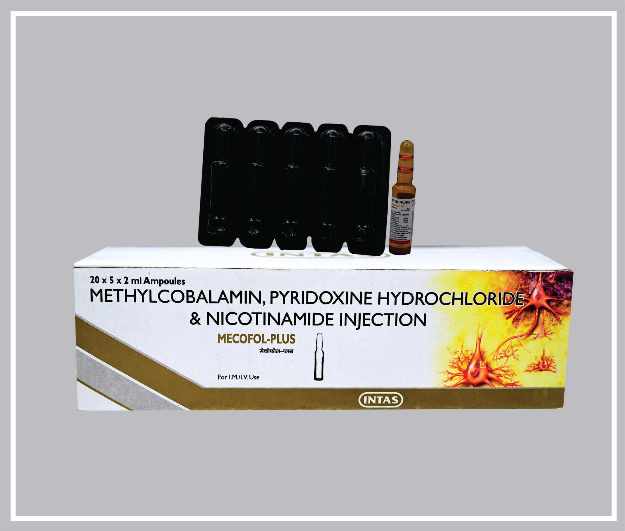Captobal Plus Inj MECOFOL PLUS INJ 2 ML (Methylcobalamin 1000mcg + Vitamin B6 100mg + Ni ...