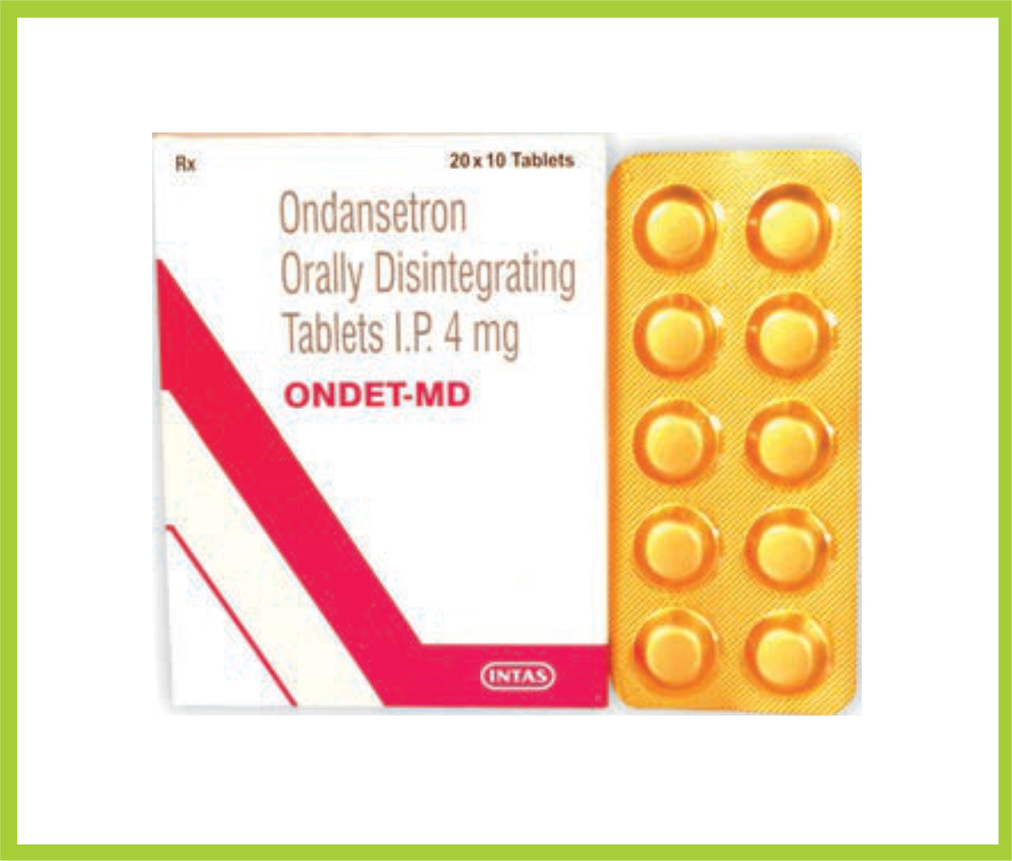 Ondet Md 10 Tab (Combo) Ondansetron 4 mg by Intas