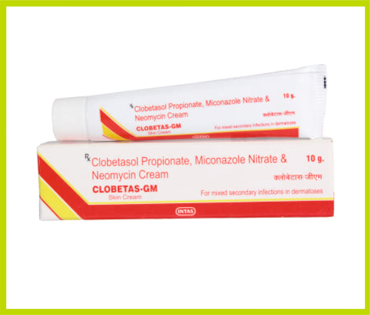 Clobetas Gm 10 Gm (Combo) Clobetasol Propionate 0.05% + Neomycin Sulphate 0.5% + Miconazole Nitrate 2% by Intas