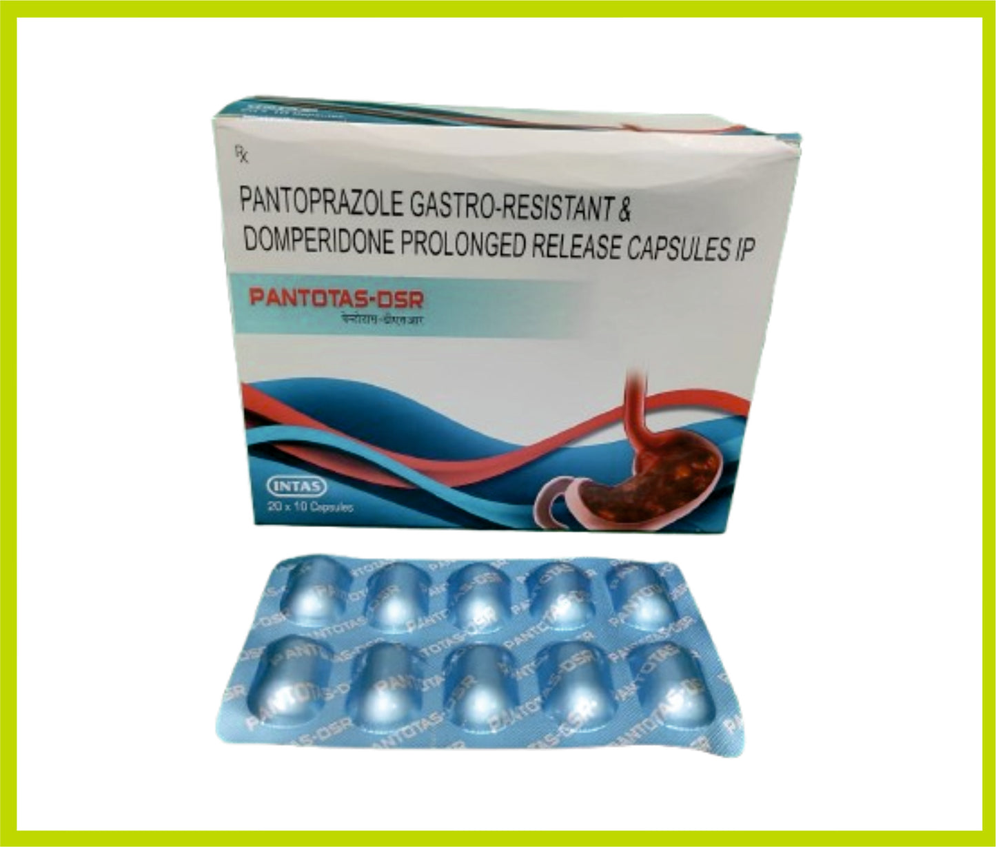 Pantotas Dsr 20*10S (Combo) Pantoprazole 40 mg + Domperidone 30 mg by Intas