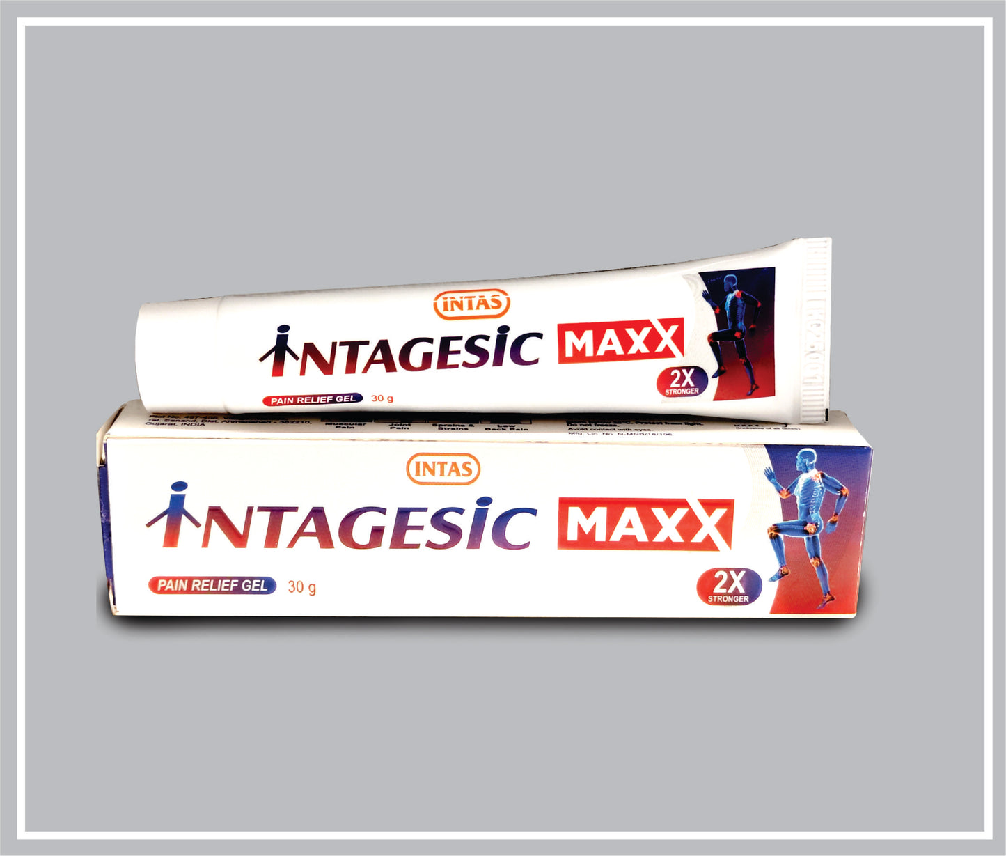 INTAGESIC MAXX GEL (COMBO) (Diclofenac Diethylamine 2.32%w/w + Methyl Salicylate 10%w/w + Menthol 5%w/w) by Intas