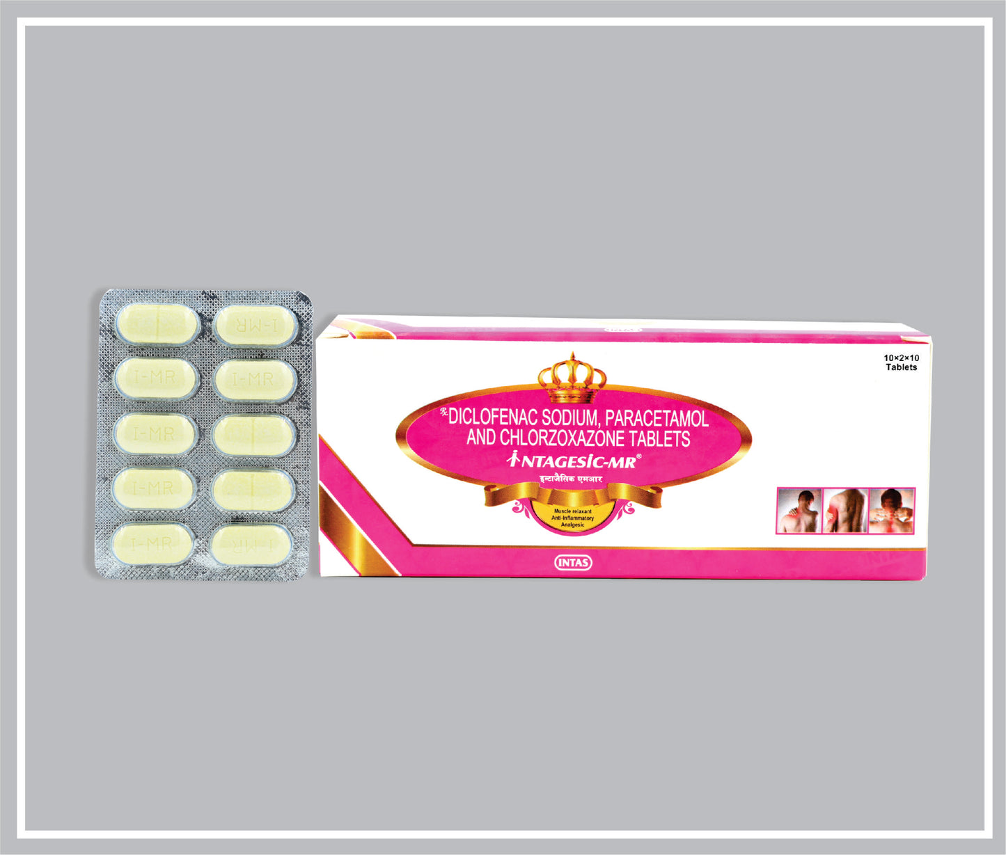INTAGESIC MR (  20 x 10T )  ( COMBO ) (Diclofenac Sodium 50mg + Paracetamol 325mg + Chlorzoxazone 250mg ) by Intas
