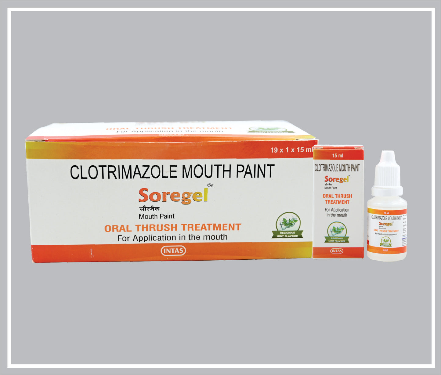 SOREGEL MOUTH PAINT (Clotrimazole IP 1%w/v in Propylene Glycol & Glycerin) by Intas
