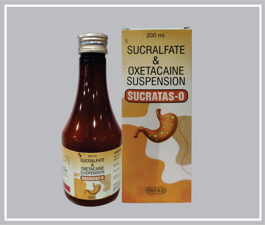 SUCRATAS- O SUS 200ML (NF) (Sucralfate 1000mg + Oxetacaine 20mg /5ml ) by Intas