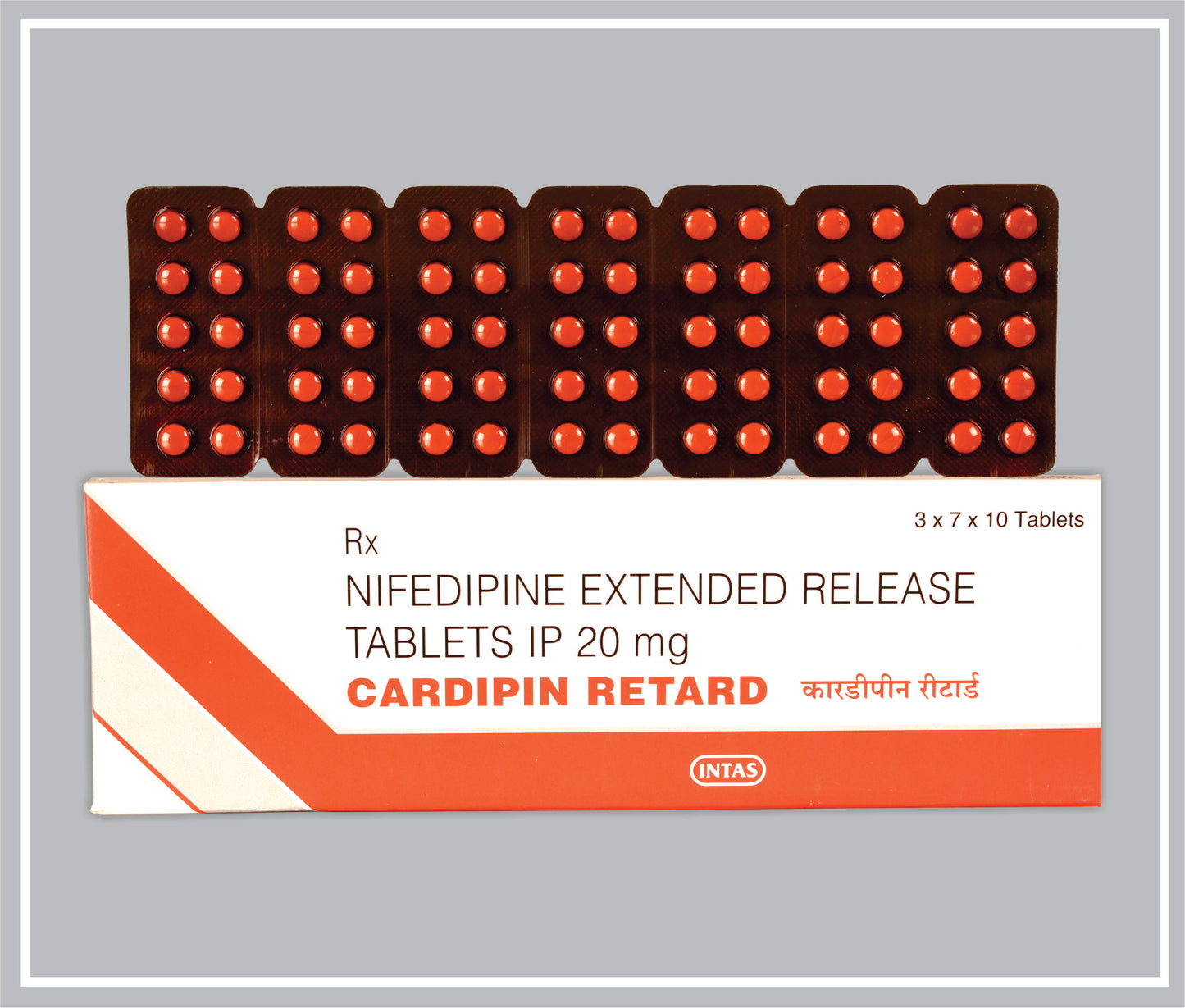 CARDIPIN RETARD 10 TAB (Nifedipine 20 mg) by Intas