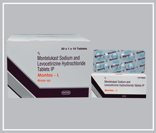 MONTAS- L 10 TAB (Montelukast 10 mg + Levocetirizine 5 mg) by Intas