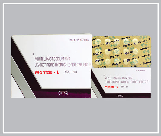 MONTAS- L 15 TAB (Montelukast 10 mg + Levocetirizine 5 mg) by Intas