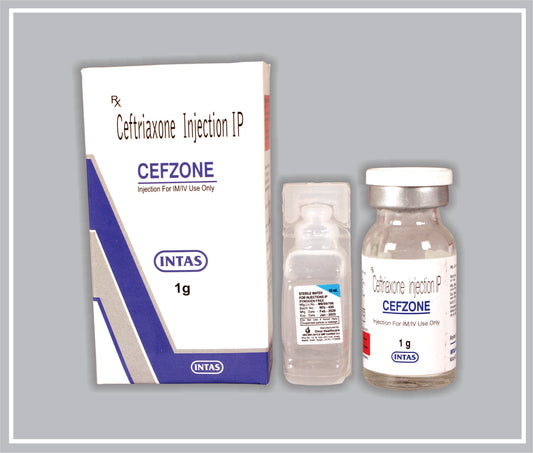 CEFZONE 1000 INJ. (Ceftriaxone 1000 mg) by Intas