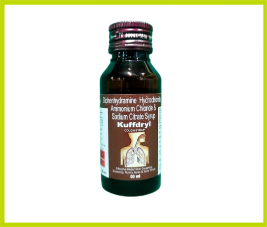 Kuffdryl 50Ml Diphenhydramine 14.08 mg + Ammonium Chloride 138 mg + Sodium Citrate 57.03 mg/5 ml by Intas