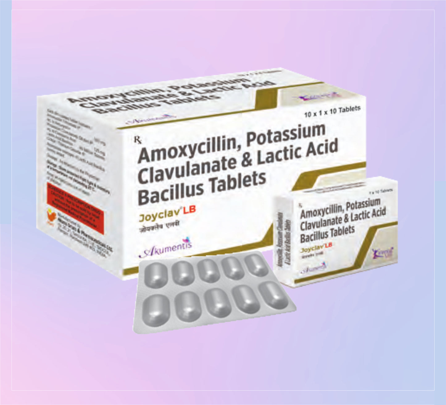 Joyclav Lb Tab (Al) 10x1x10 Amoxicillin 500 Mg + Clavulanic Acid 125 Mg + Lactic Acid Bacillus 60 Million Spores   by Akumentis
