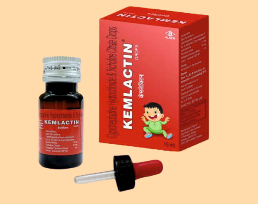 Kemlactin Drops (15Ml) pack 15Ml ( Cyproheptadine Hcl 1.5 Mg + Tricholine Citrate 55 Mg (15Ml) ) by Alkem1