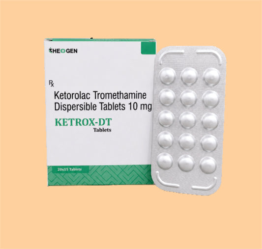 KETROX-DT (20x15) Each uncoated dispersible tablet contains : Ketorolac Tromethamine 10 mg by Theon
