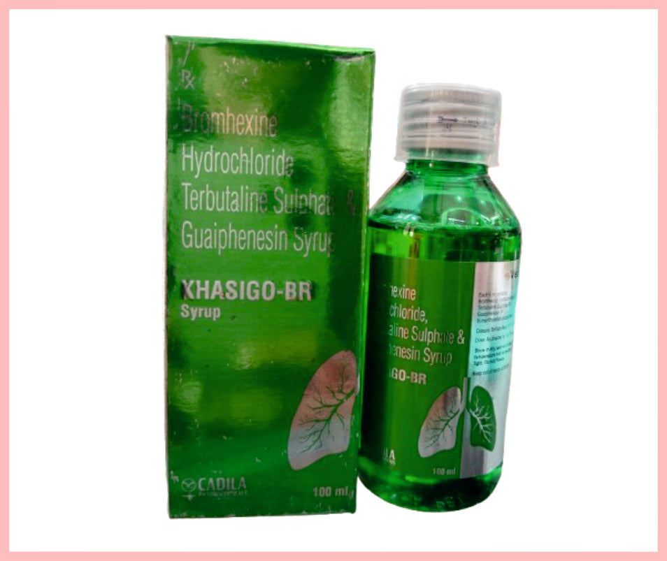 Khasigo Br 100 Ml 100 Ml ( Terbutaline 1.25 Mg, Bromhexine Hci 4Mg, Guaiphenesin 50 Mg & Menthol 2.5 Mg/5Ml ) By Cadila