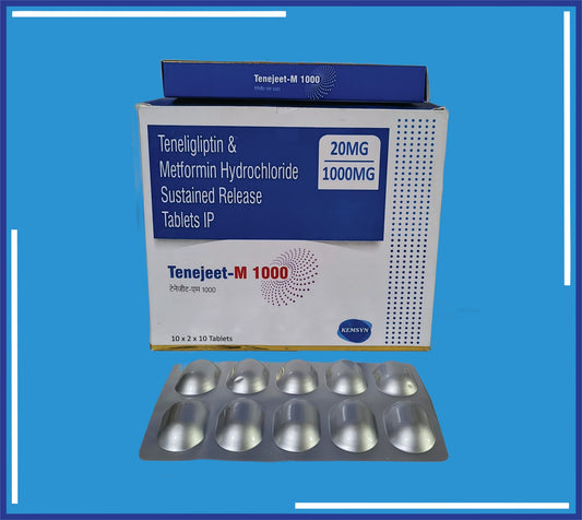 Tenejeet-M 1000 Tab (Alu-Alu) (10x2x10) Teneligliptin 20Mg + Metformin Hcl Ip 1000Mg (Sr)  by Kemsyn