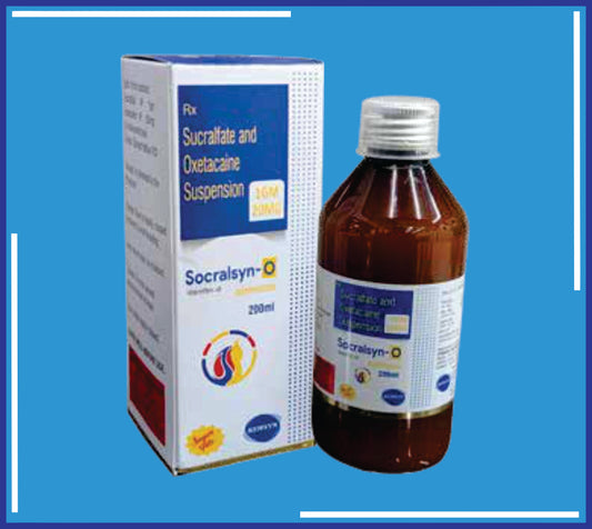 SOCRALSYN-O SUSP 200ML (PET BOTTLE) 200Ml (Sucralfate Ip 1 Gm + Oxetacaine Ip 20 Mg)by Kemsyn
