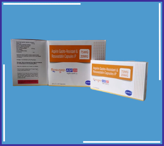 ROSUSEP-ASP 20 CAP (ALU-ALU) 10X2X10 (Rosuvastatin 20Mg + Aspirin Ip 75Mg)by Kemsyn