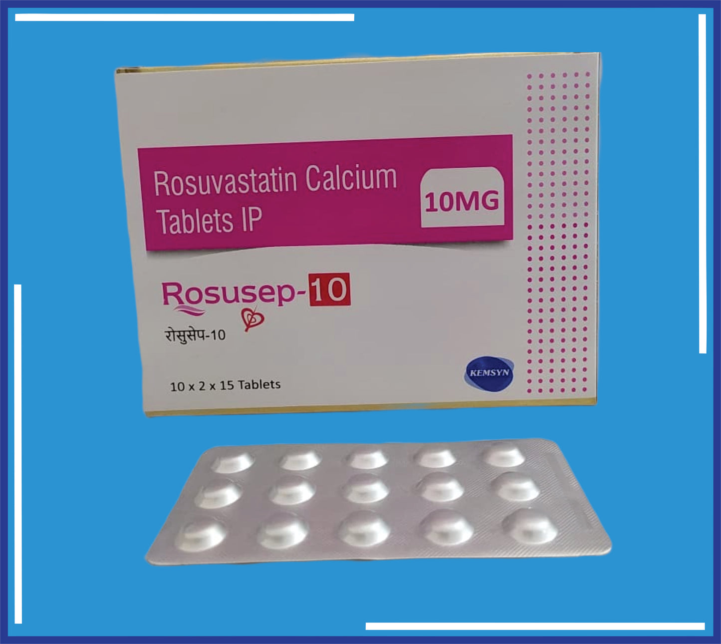 Rosusep 10 Tablet (Alu-Alu) (10x2x15) Each Film Coated Tablet Contains:Rosuvastatin Calcium Ip Eq.To Rosuvastatin 10Mg Excipients Q.S by Kemsyn