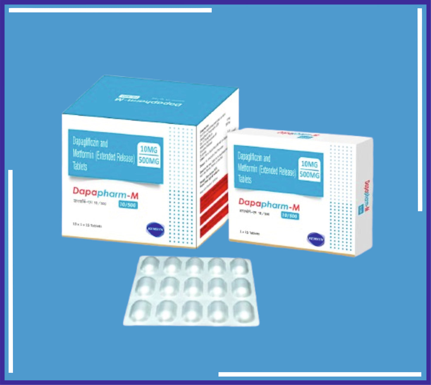 Dapapharm-M Tablet (Alu-Alu) (10x1x15) Each Film Coated Tablet Contains:Dapagliflozin Propanediol Monohydrate Eq.To Depagliflozin 10Mg , Metformin Hydrochloride Ip 500Mg ( As Extended Release) by Kemsyn