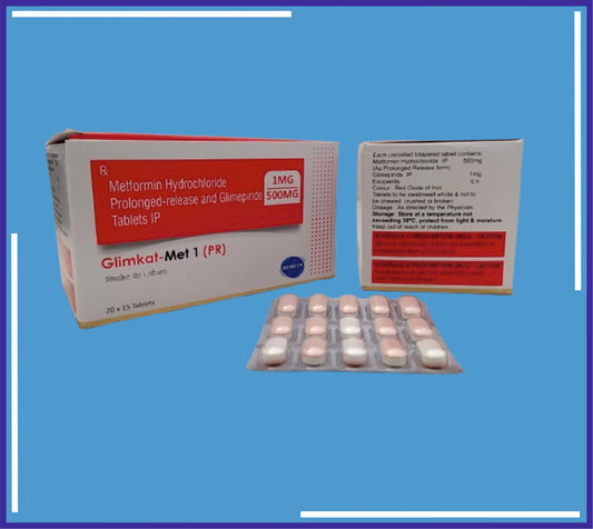 GLIMKAT-MET 1 (PR) TABLET (BLISTER) 20X15 (Metformin Hcl 500Mg (Sr) + Glimepride Ip 1Mg)by Kemsyn
