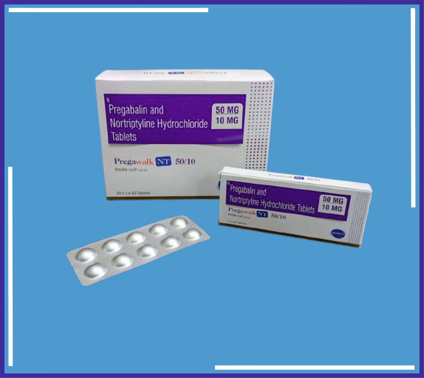 PREGAWALK NT 50/10 TAB (ALU-ALU) 10X1X10 (Pregabalin 50Mg + Nortriptyline Hcl 10Mg)by Kemsyn