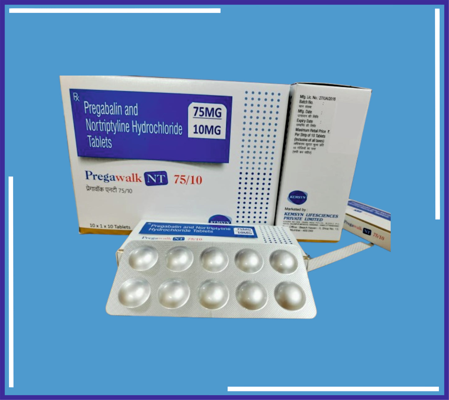 PREGAWALK NT 75/10 TAB (ALU-ALU) 10X1X10 (Pregabalin 75Mg + Nortriptyline Hcl 10Mg)by Kemsyn