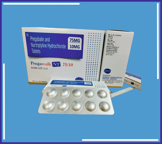 PREGAWALK NT 75/10 TAB (ALU-ALU) 10X1X10 (Pregabalin 75Mg + Nortriptyline Hcl 10Mg)by Kemsyn