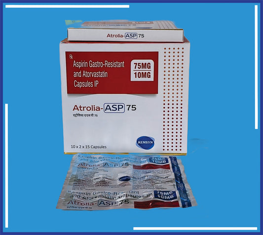 Atrolia Asp 75 Capsule (Aluminium) (10x2x15) Atorvastatin Calcium Ip 10Mg + Aspirin Ip 75Mg  by Kemsyn