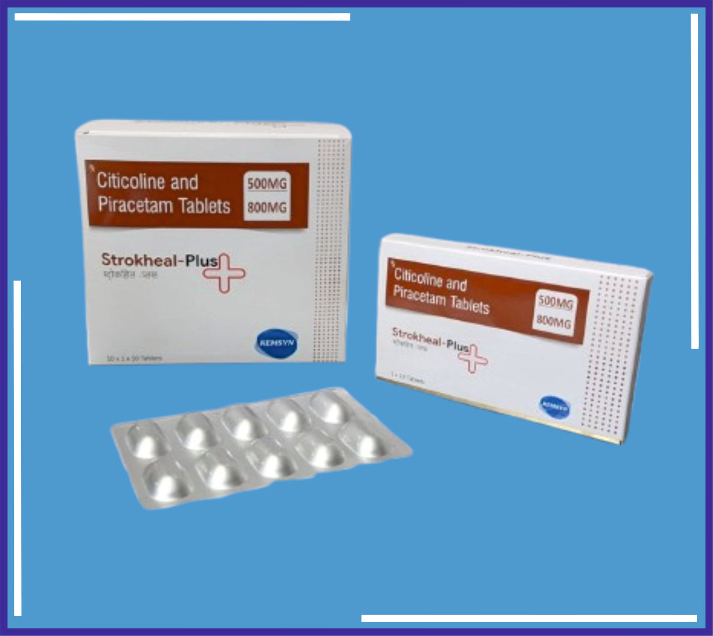 STROKHEAL PLUS TAB (ALU-ALU) 10X1X10 (Piracetam 800Mg + Citicoline 500Mg)by Kemsyn